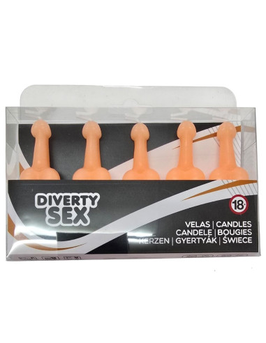 DIABLO PICANTE - BOX OF 5 FLESH PENIS-SHAPED CANDLES