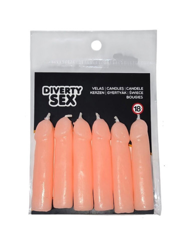 DIABLO PICANTE - 6 FLESH PENIS SHAPED CANDLES
