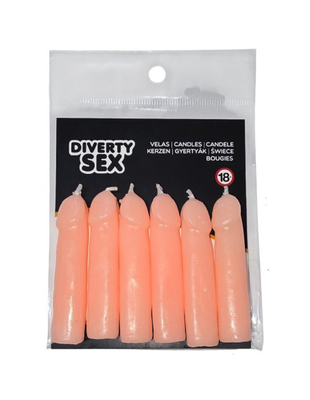 DIABLO PICANTE - 6 FLESH PENIS SHAPED CANDLES
