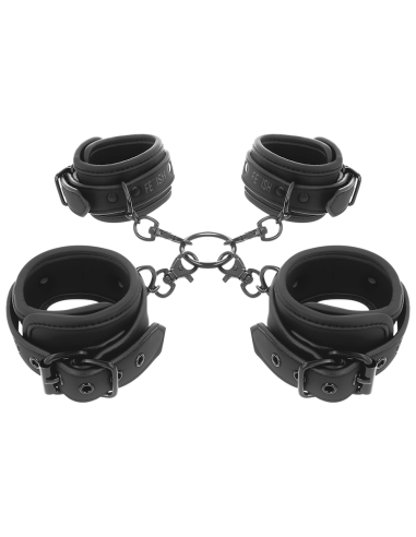 FETISH SUBMISSIVE - SET OF HAND AND ANKLE HANDCUFFS WITH NOPRENE LINING