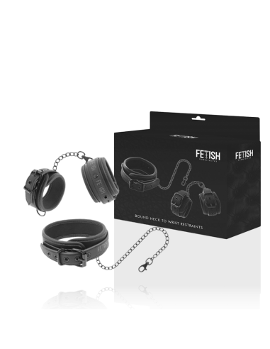 FETISH SUBMISSIVE - VEGAN LEATHER NECKLACE AND HANDCUFFS WITH NOPRENE LINING