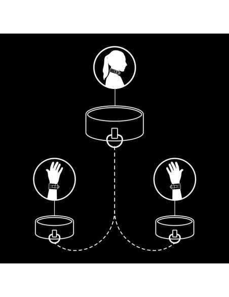 FETISH SUBMISSIVE - VEGAN LEATHER NECKLACE AND HANDCUFFS WITH NOPRENE LINING