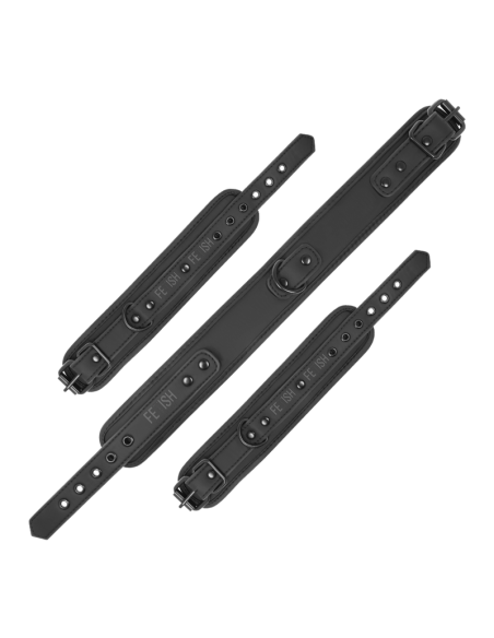 FETISH SUBMISSIVE - VEGAN LEATHER NECKLACE AND HANDCUFFS WITH NOPRENE LINING