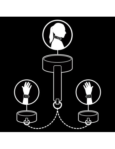 FETISH SUBMISSIVE - VEGAN LEATHER NECKLACE AND HANDCUFFS WITH NOPRENE LINING