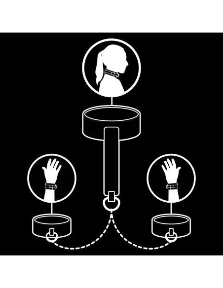 FETISH SUBMISSIVE - VEGAN LEATHER NECKLACE AND HANDCUFFS WITH NOPRENE LINING