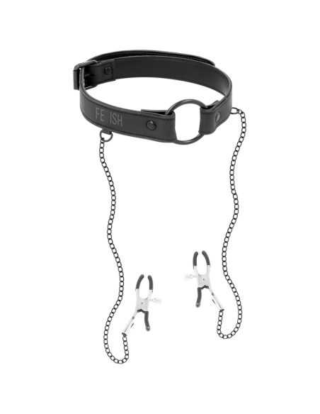 FETISH SUBMISSIVE - GAG RING WITH NIPPLE CLAMPS