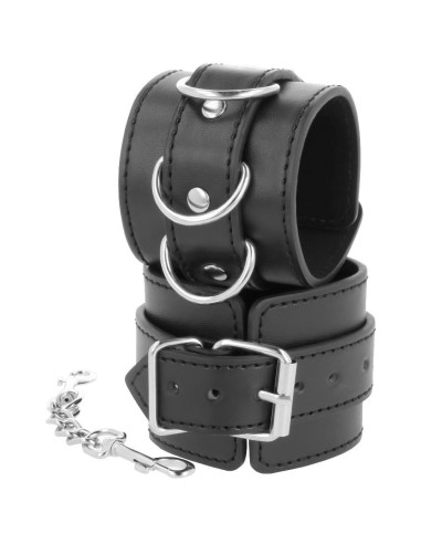 DARKNESS - BLACK ADJUSTABLE LEATHER ANKLE HANDCUFFS