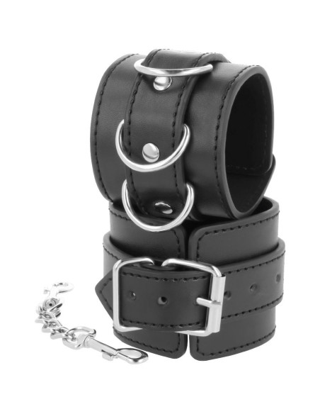 DARKNESS - BLACK ADJUSTABLE LEATHER ANKLE HANDCUFFS