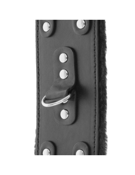 DARKNESS - BLACK ADJUSTABLE LEATHER HANDCUFFS WITH LINING