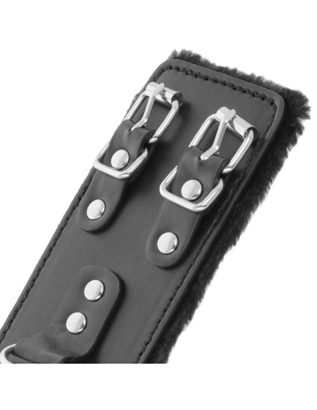 DARKNESS - BLACK ADJUSTABLE LEATHER HANDCUFFS WITH LINING