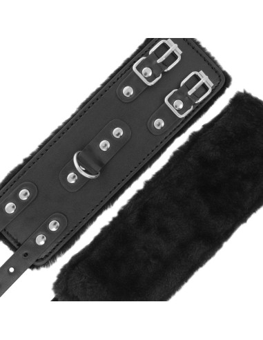 DARKNESS - BLACK ADJUSTABLE LEATHER HANDCUFFS WITH LINING