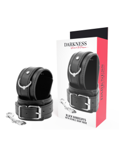 DARKNESS - BLACK ADJUSTABLE HANDCUFFS WITH DOUBLE REINFORCEMENT TAPE