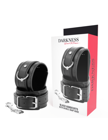 DARKNESS - BLACK ADJUSTABLE HANDCUFFS WITH DOUBLE REINFORCEMENT TAPE