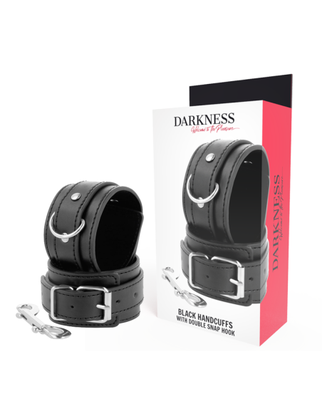DARKNESS - BLACK ADJUSTABLE HANDCUFFS WITH DOUBLE REINFORCEMENT TAPE