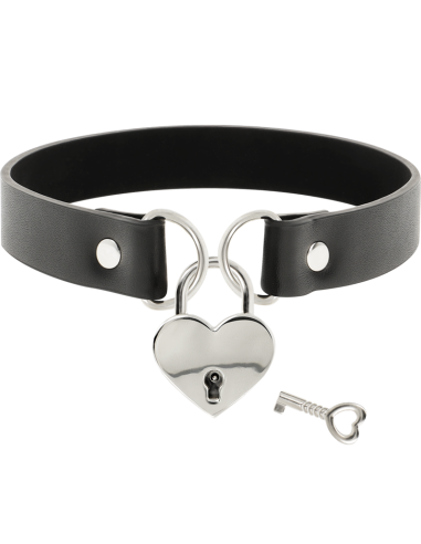 COQUETTE CHIC DESIRE - VEGAN LEATHER NECKLACE WITH HEART ACCESSORY WITH KEY