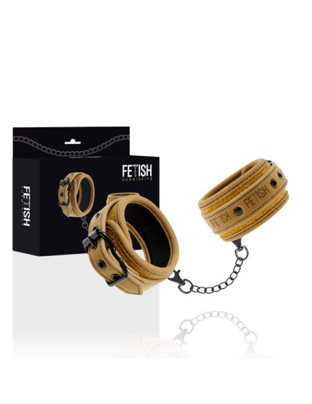 FETISH SUBMISSIVE ORIGEN - VEGAN LEATHER HANDCUFFS WITH NEOPRENE LINING