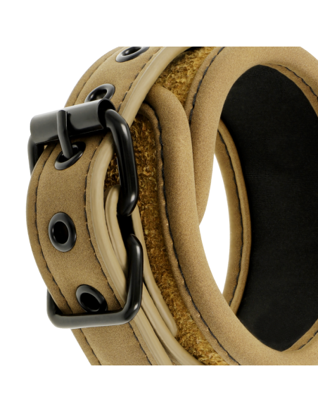 FETISH SUBMISSIVE ORIGEN - VEGAN LEATHER HANDCUFFS WITH NEOPRENE LINING