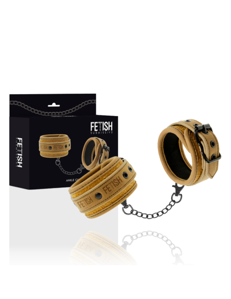 FETISH SUBMISSIVE ORIGEN - VEGAN LEATHER ANKLE CUFFS WITH NEOPRENE LINING