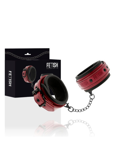 FETISH SUBMISSIVE DARK ROOM - VEGAN LEATHER HANDCUFFS WITH NEOPRENE LINING