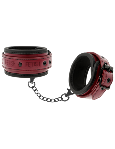 FETISH SUBMISSIVE DARK ROOM - VEGAN LEATHER ANKLE HANDCUFFS WITH NEOPRENE LINING