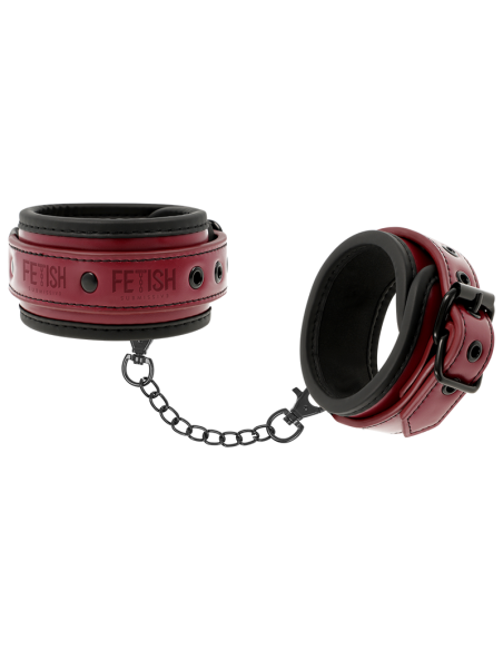 FETISH SUBMISSIVE DARK ROOM - VEGAN LEATHER ANKLE HANDCUFFS WITH NEOPRENE LINING