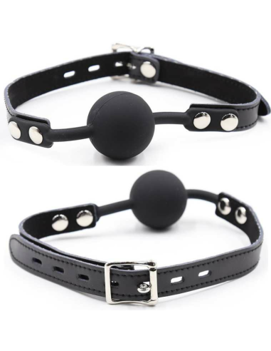 OHMAMA FETISH - SILICONE BALL GAG WITH LEATHER BELT (PADLOCK INCLUDED)