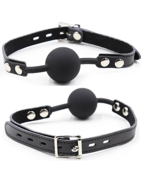 OHMAMA FETISH - SILICONE BALL GAG WITH LEATHER BELT (PADLOCK INCLUDED)