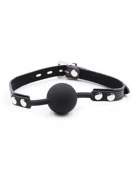 OHMAMA FETISH - SILICONE BALL GAG WITH LEATHER BELT (PADLOCK INCLUDED)