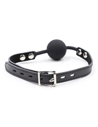 OHMAMA FETISH - SILICONE BALL GAG WITH LEATHER BELT (PADLOCK INCLUDED)