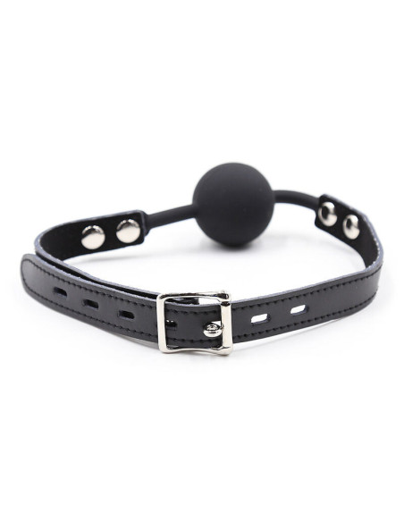 OHMAMA FETISH - SILICONE BALL GAG WITH LEATHER BELT (PADLOCK INCLUDED)