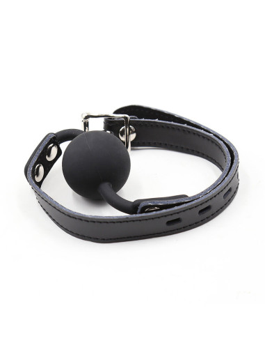 OHMAMA FETISH - SILICONE BALL GAG WITH LEATHER BELT (PADLOCK INCLUDED)