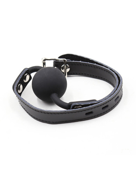 OHMAMA FETISH - SILICONE BALL GAG WITH LEATHER BELT (PADLOCK INCLUDED)