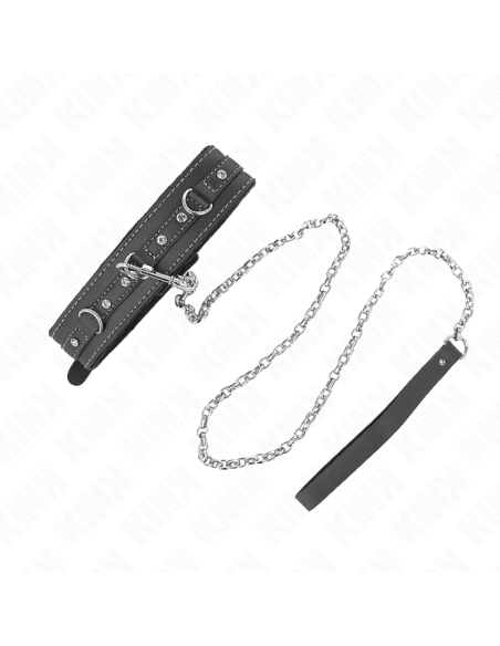 KINK - PVC LEATHER NECKLACE WITH BELT 105 CM RHINESTONE RIVET 41.5 X 4 CM