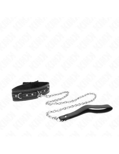 KINK - PVC LEATHER NECKLACE WITH BELT 105 CM RHINESTONE RIVET 41.5 X 4 CM