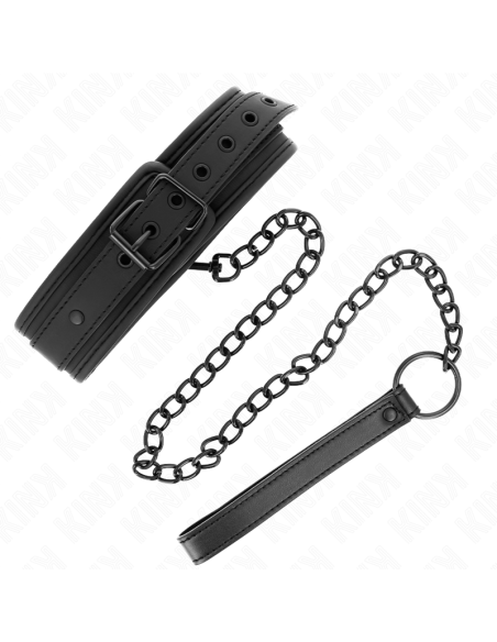 KINK - NEOPRENE BONDAGE COLLAR MODEL 1 WITH BELT 78 CM ADJUSTABLE 37.5 X 49.5 CM