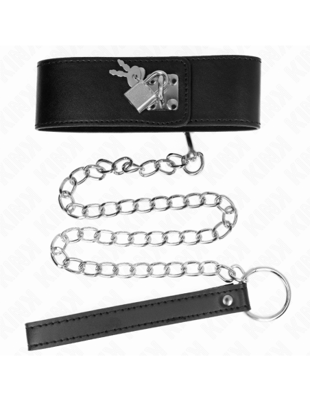 KINK - NECKLACE WITH BELT 65 CM WITH WIDE BLACK STRAP ADJUSTABLE 33.5-41 CM X 5 CM