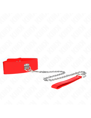 KINK - NECKLACE WITH BELT 65 CM WITH WIDE RED STRAP ADJUSTABLE 33.5-41 CM X 5 CM