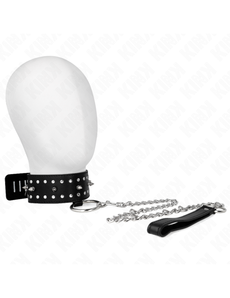 KINK - NECKLACE WITH LEASH 65 CM WITH SILVER STUDS MODEL 1 ADJUSTABLE 36-43 CM X 5 CM