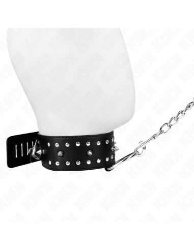 KINK - NECKLACE WITH LEASH 65 CM WITH SILVER STUDS MODEL 1 ADJUSTABLE 36-43 CM X 5 CM
