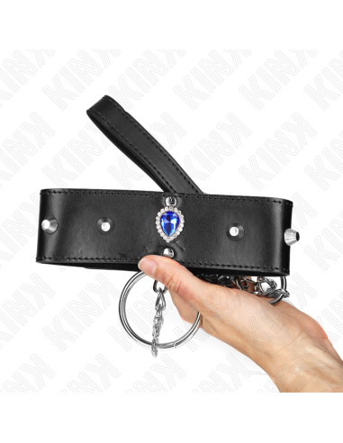 KINK - KAKLO PAPUOŠALAS 65 CM SU DIRŽELIU SU MĖLYNAIS DEIMANTAIS, REGULIUOJAMAS 36-43 CM X 5 CM