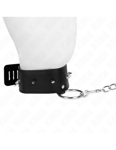 KINK - NECKLACE 65 CM WITH LEASH WITH SILVER STUDS MODEL 2 ADJUSTABLE 36-43 CM X 5 CM