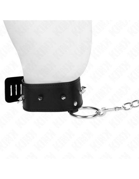 KINK - NECKLACE 65 CM WITH LEASH WITH SILVER STUDS MODEL 2 ADJUSTABLE 36-43 CM X 5 CM