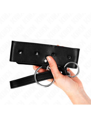 KINK - NECKLACE 65 CM WITH LEASH WITH SILVER STUDS MODEL 2 ADJUSTABLE 36-43 CM X 5 CM
