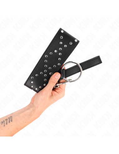 KINK - NECKLACE 65 CM WITH LEASH WITH SILVER STUDS MODEL 3 ADJUSTABLE 36-43 CM X 5 CM