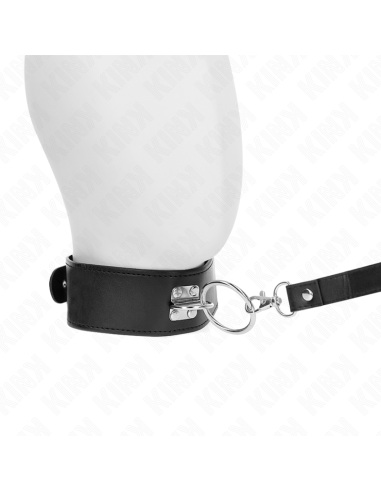 KINK - STUDDED LEASH 116 CM COLLAR WITH LEATHERETTE STRAP 50 X 5 CM