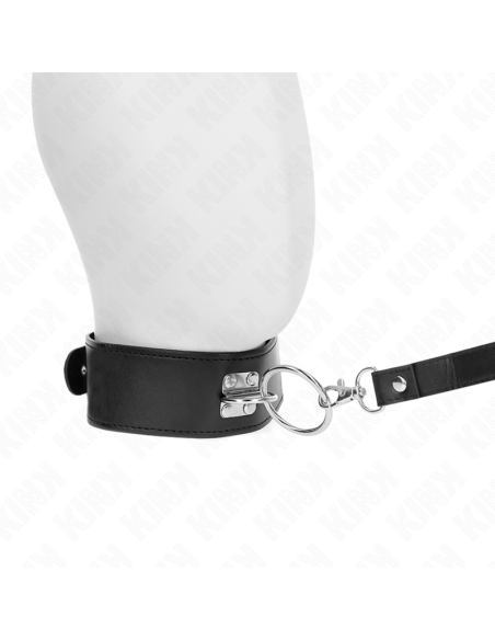 KINK - STUDDED LEASH 116 CM COLLAR WITH LEATHERETTE STRAP 50 X 5 CM