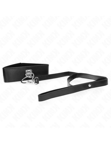 KINK - STUDDED LEASH 116 CM COLLAR WITH LEATHERETTE STRAP 50 X 5 CM