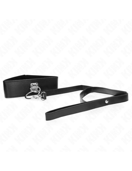 KINK - STUDDED LEASH 116 CM COLLAR WITH LEATHERETTE STRAP 50 X 5 CM