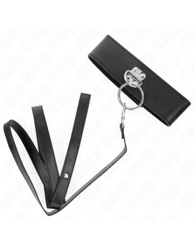 KINK - STUDDED LEASH 116 CM COLLAR WITH LEATHERETTE STRAP 50 X 5 CM