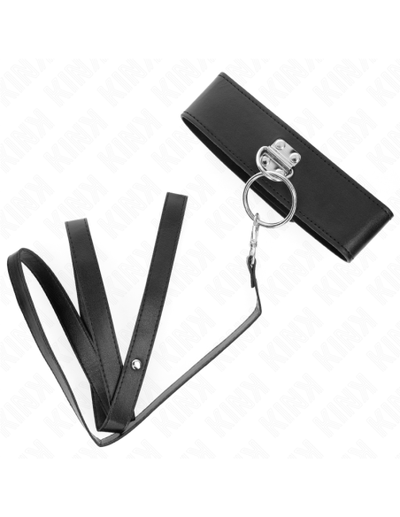 KINK - STUDDED LEASH 116 CM COLLAR WITH LEATHERETTE STRAP 50 X 5 CM